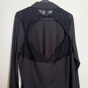NWOT H&M Open Back Black Lace Top XXL